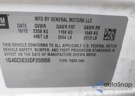 2013 Buick Lacrosse from USA, damaged, VIN 1G4GC5E33DF200956